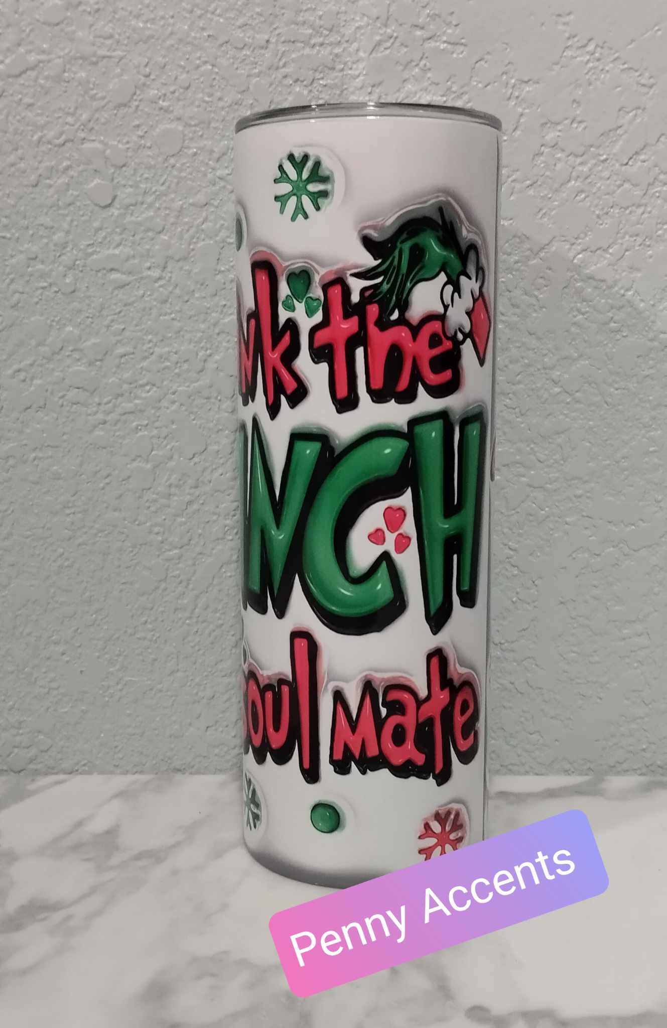 3D Bubble Grinch Soulmate Custom Stainless Steel Tumbler