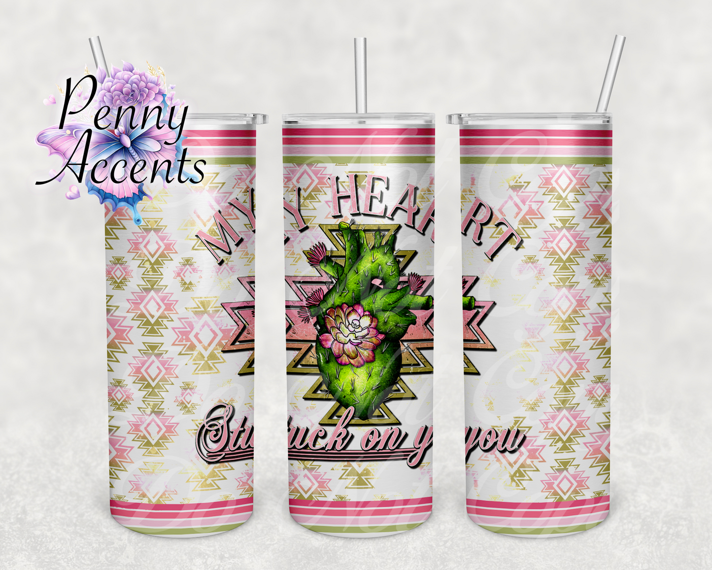 My Heart is Stuck on you with Aztec Symbols Tumbler