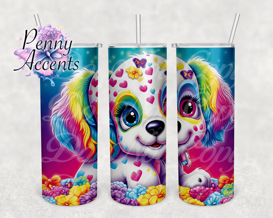 Lisa Frank Inspired Rainbow Puppy Tumbler
