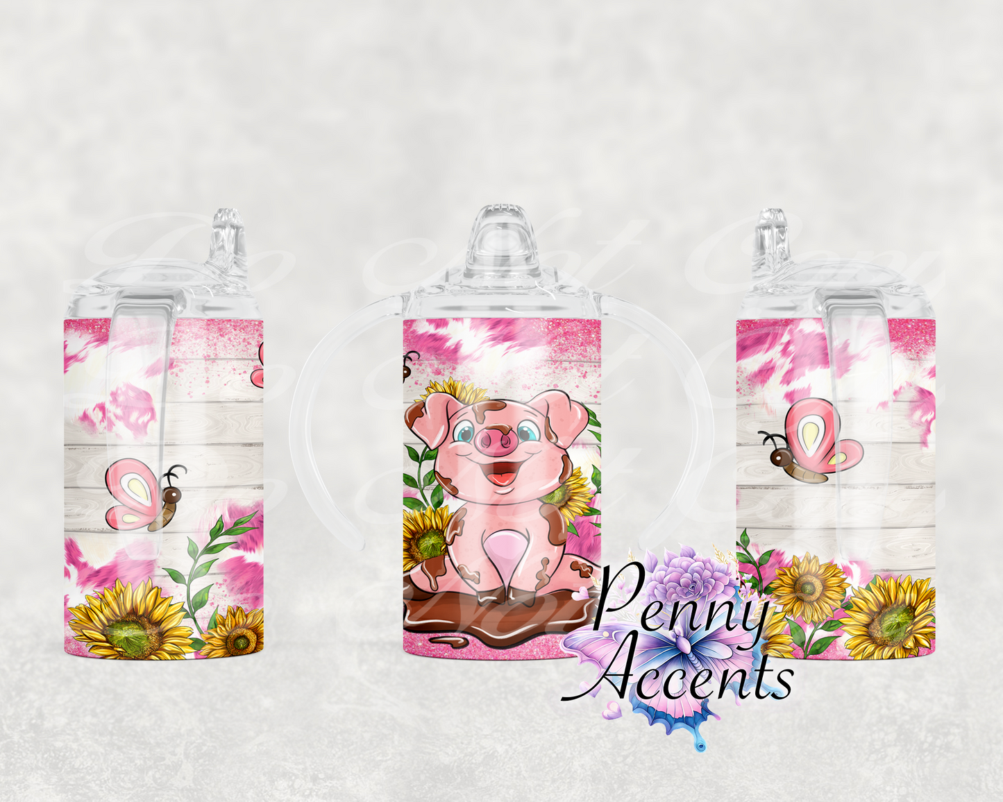 Pink Cow or Pig 12 Oz Duo Sippy Tumbler